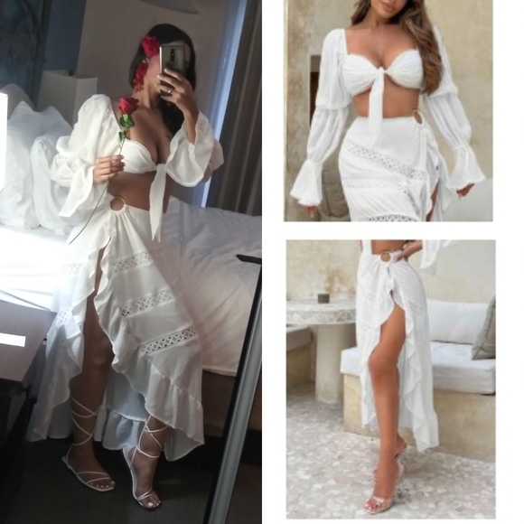 SHEIN Dresses & Skirts - Shein Women white sexy lace set!